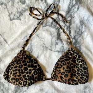 Billabong Designer Closet Leopard Cheetah Animal Print Triangle String Bikini L
